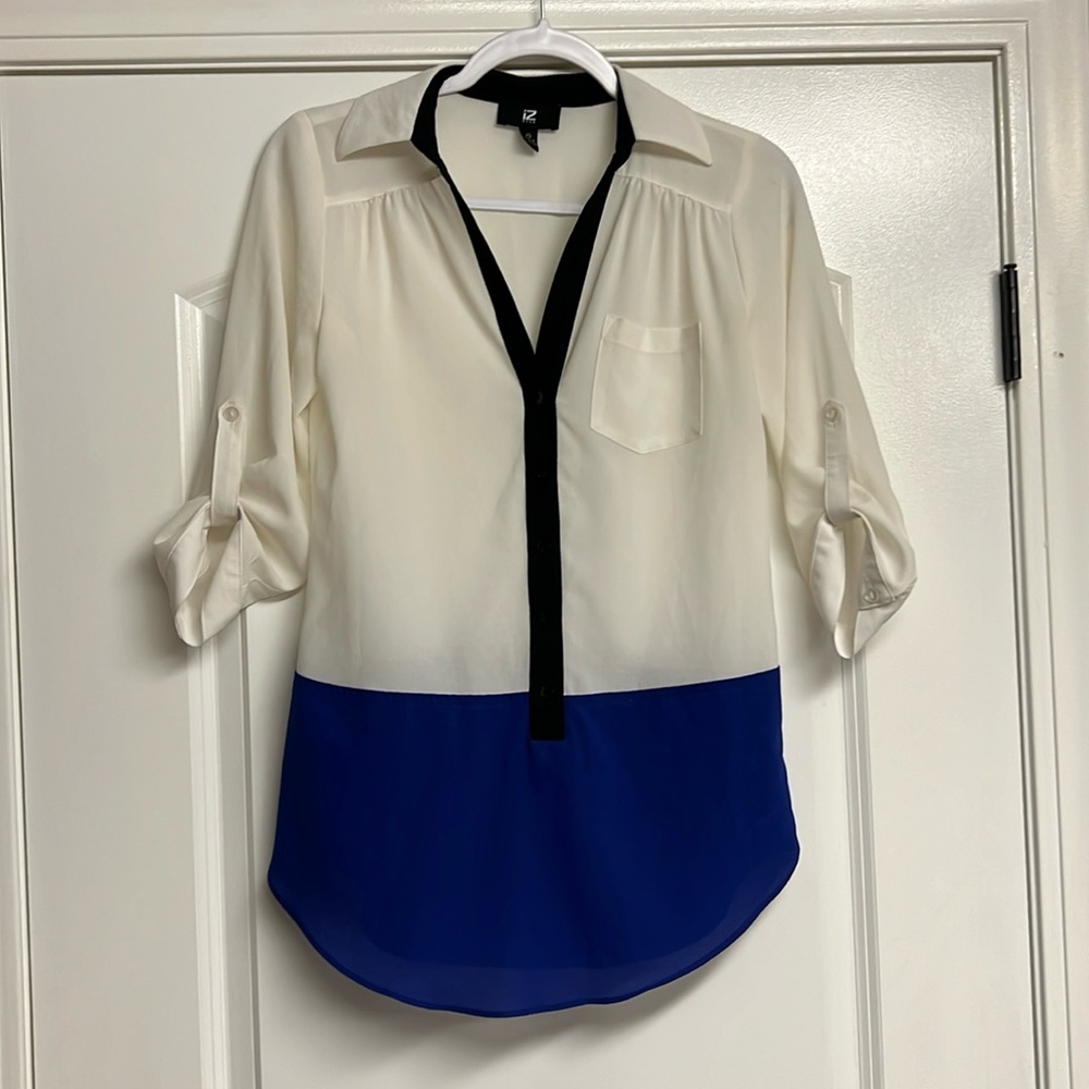 Blue and white button down